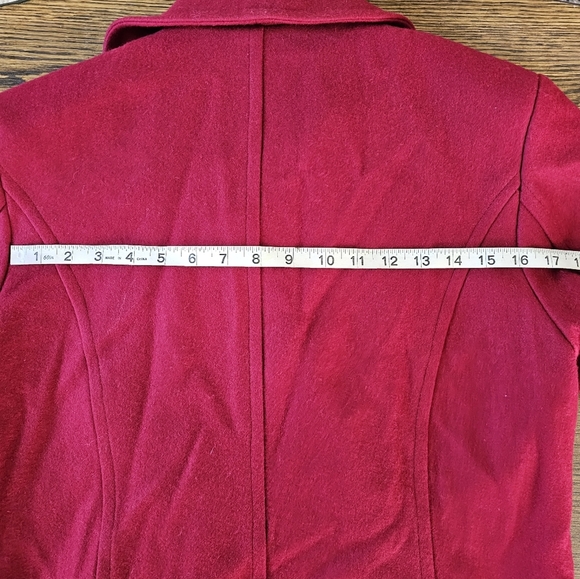 Collection by Gallery Red Wine Wool Double Breasted Pea Coat Size Women Medium - Picture 9 of 13